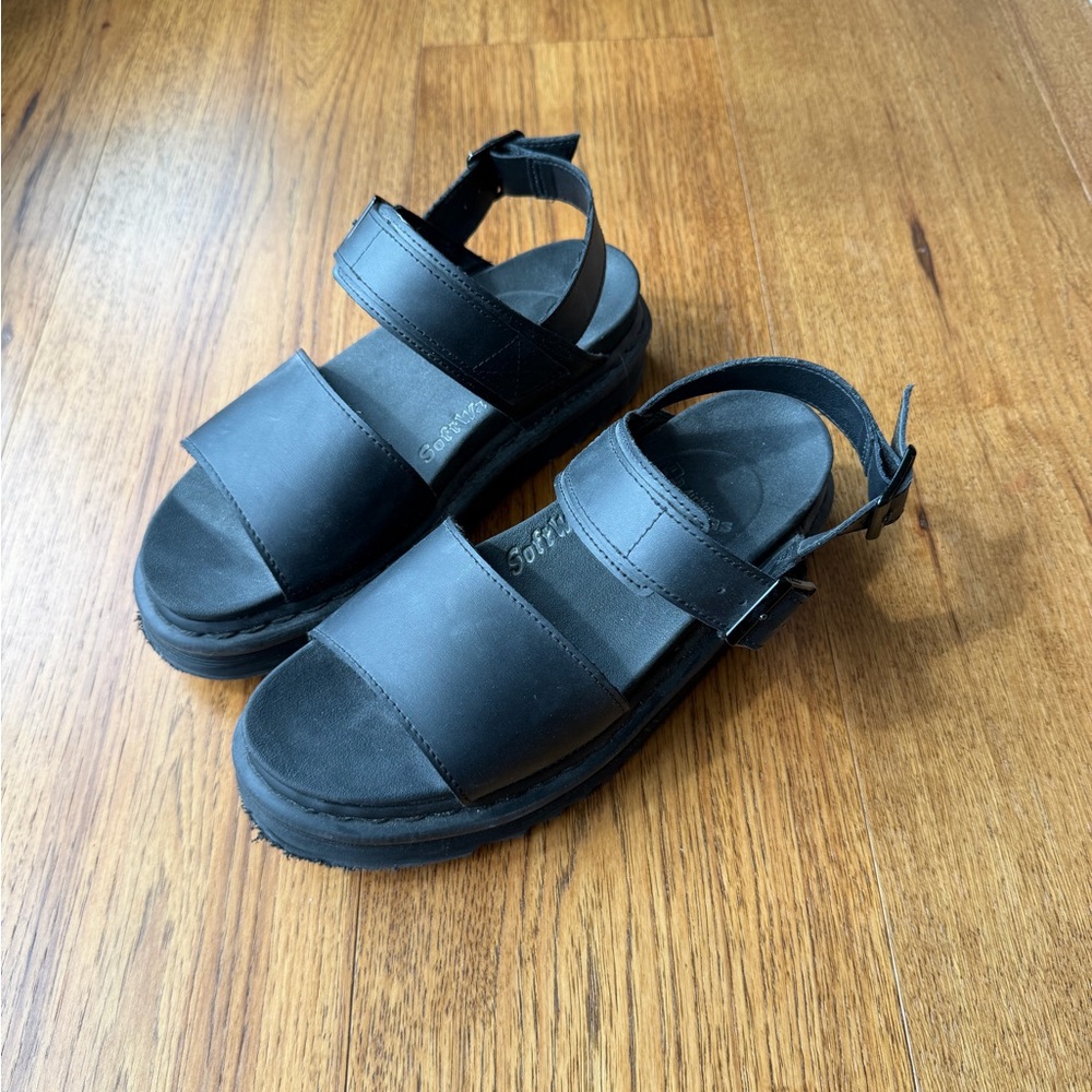 Dr. Martens Voss Black Leather Strap Sandals